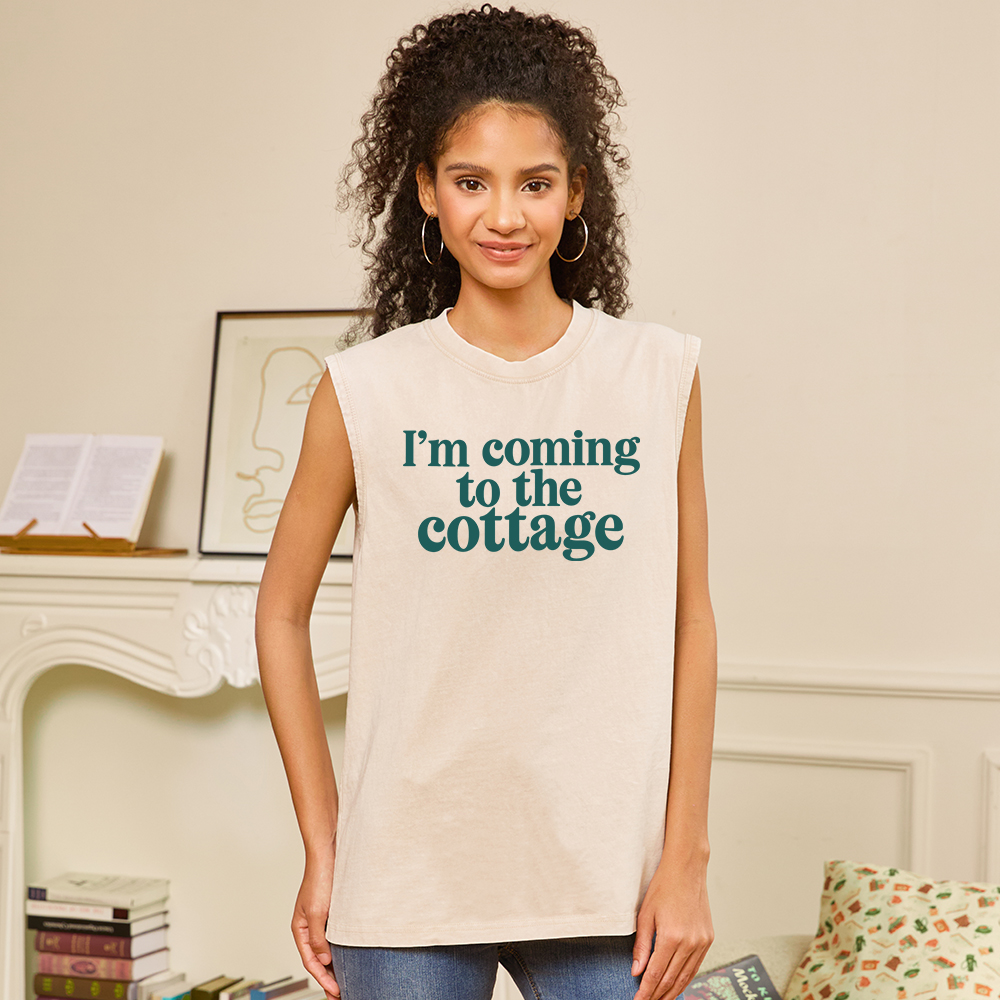 Pagewings I'm Coming To The Cottage Unisex Washed Tank Top