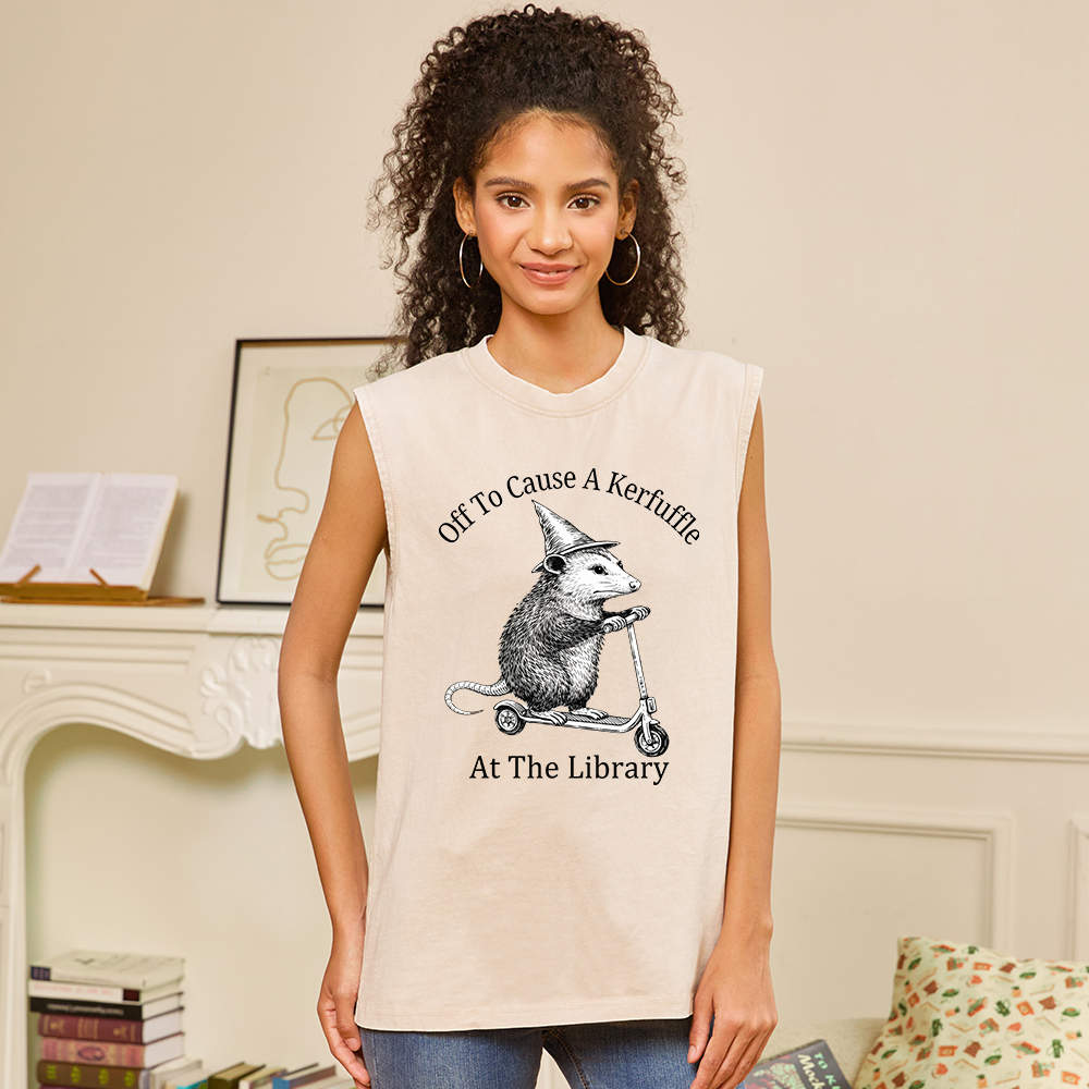 Pagewings Off To Cause A Kerfuffle Unisex Washed Tank Top