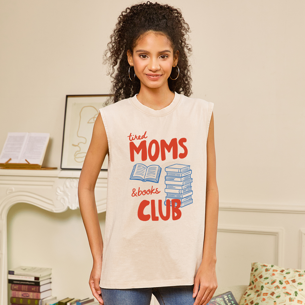 Pagewings Tired Moms Books Club Unisex Washed Tank Top