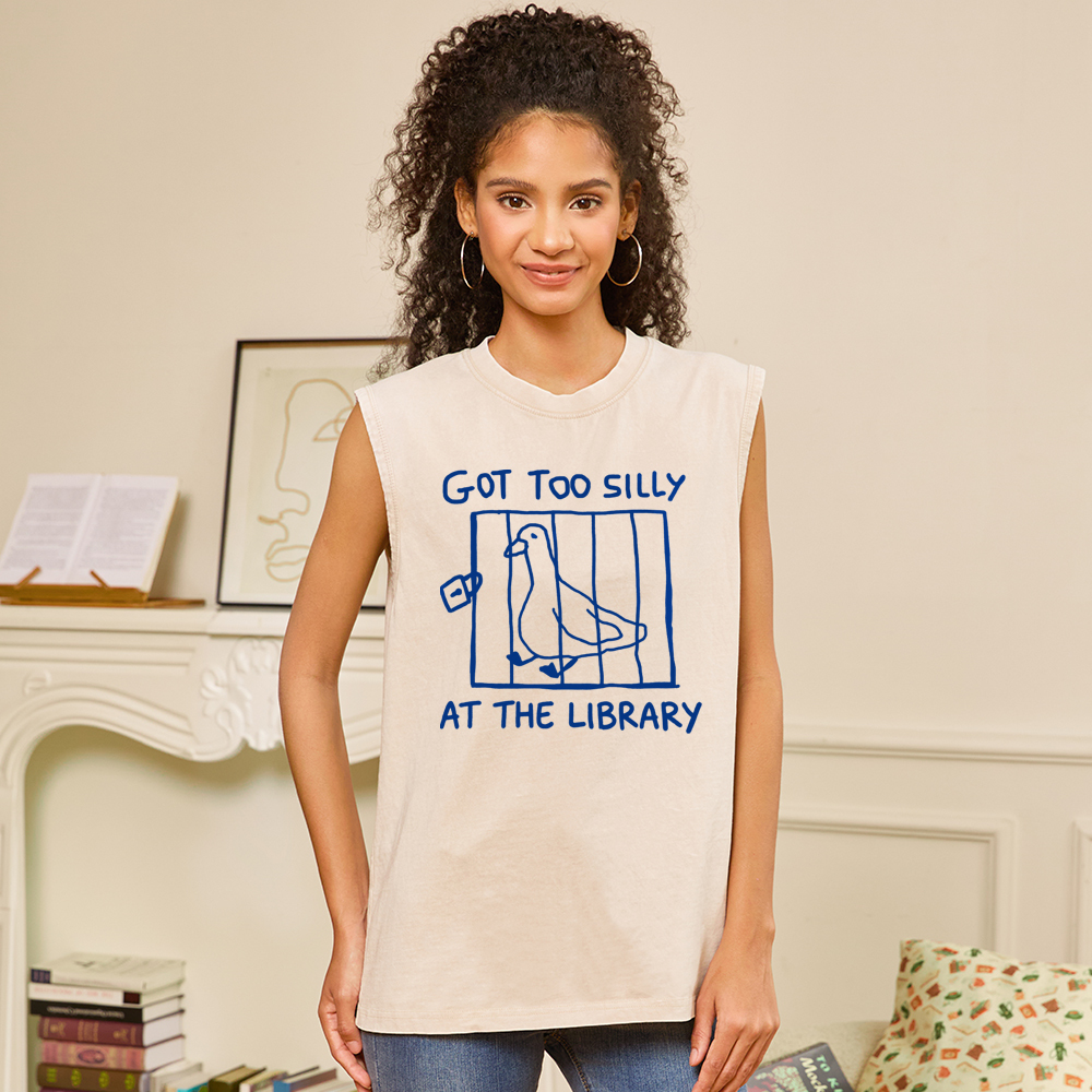Pagewings Got Too Silly At The Library Unisex Washed Tank Top