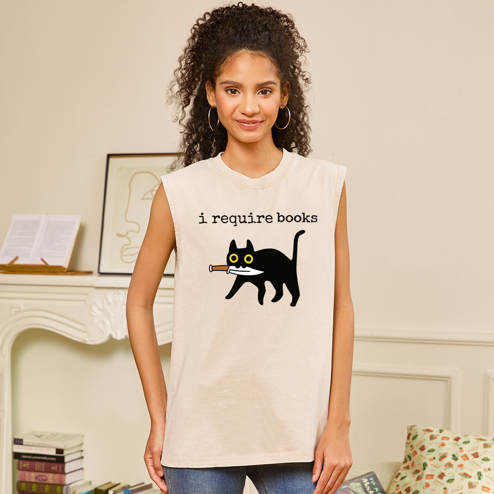 Pagewings I Require Books Unisex Washed Tank Top