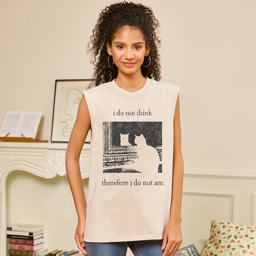 Pagewings I Do Not Think Therefore I Do Not Am Unisex Washed Tank Top