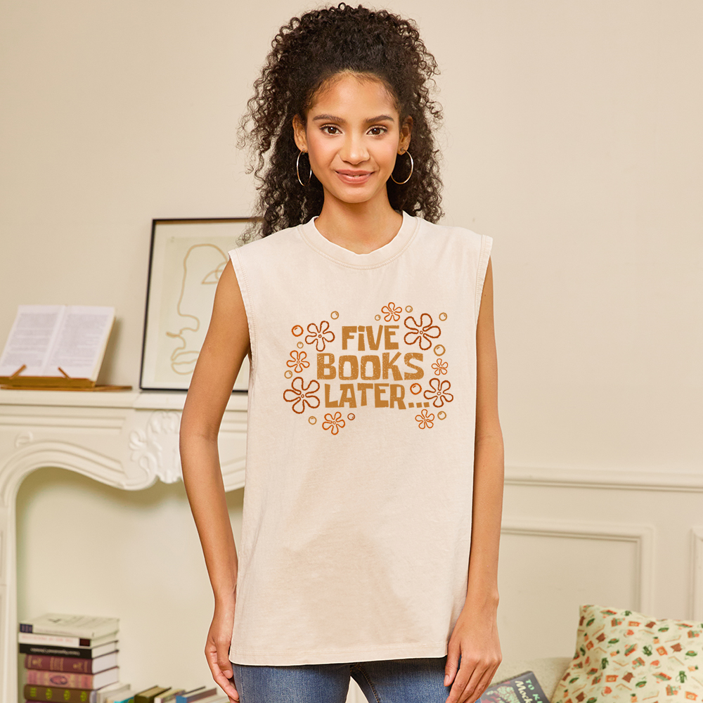 Pagewings Five Books Later Unisex Washed Tank Top