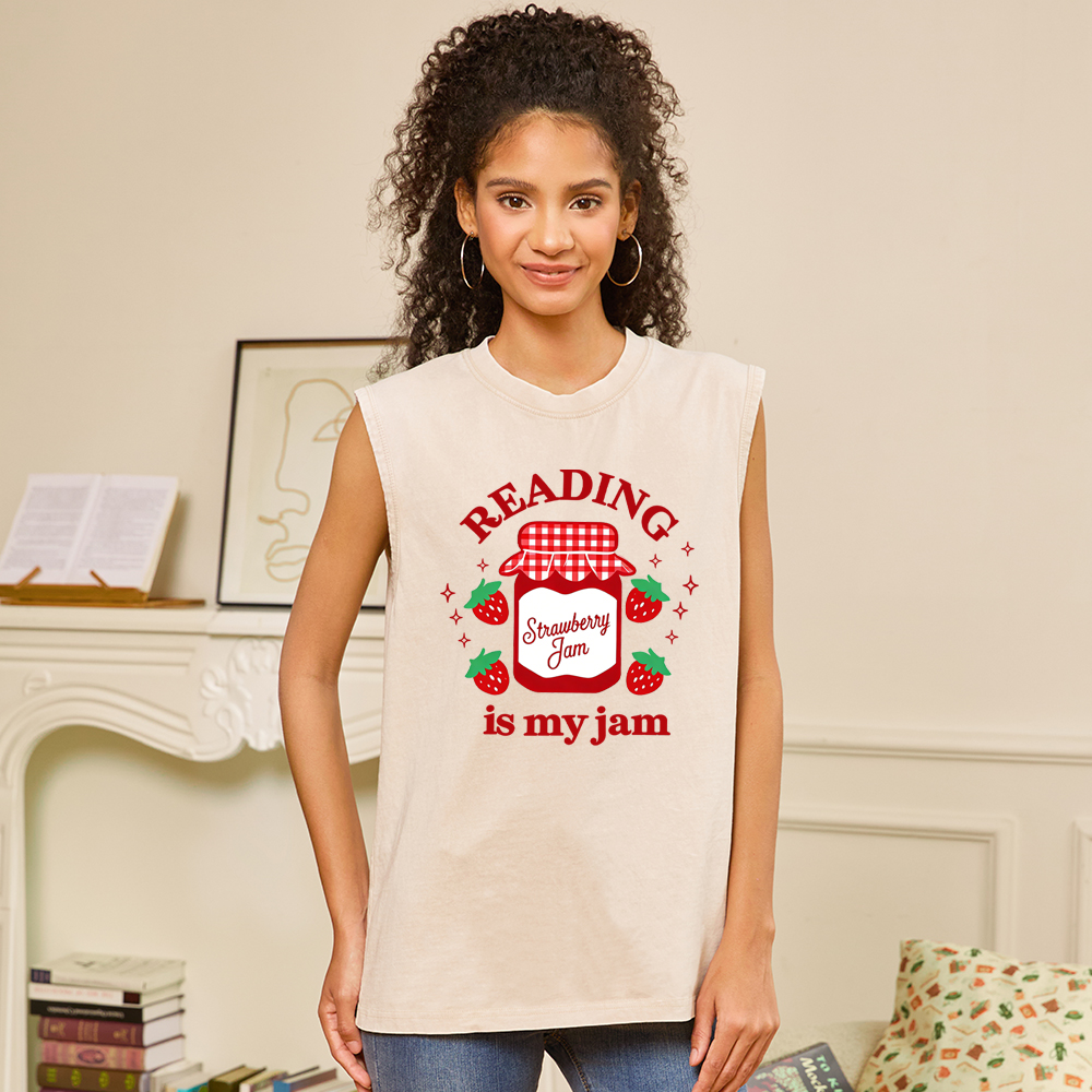 Pagewings Valentines Day Reading is My Jam Unisex Washed Tank Top