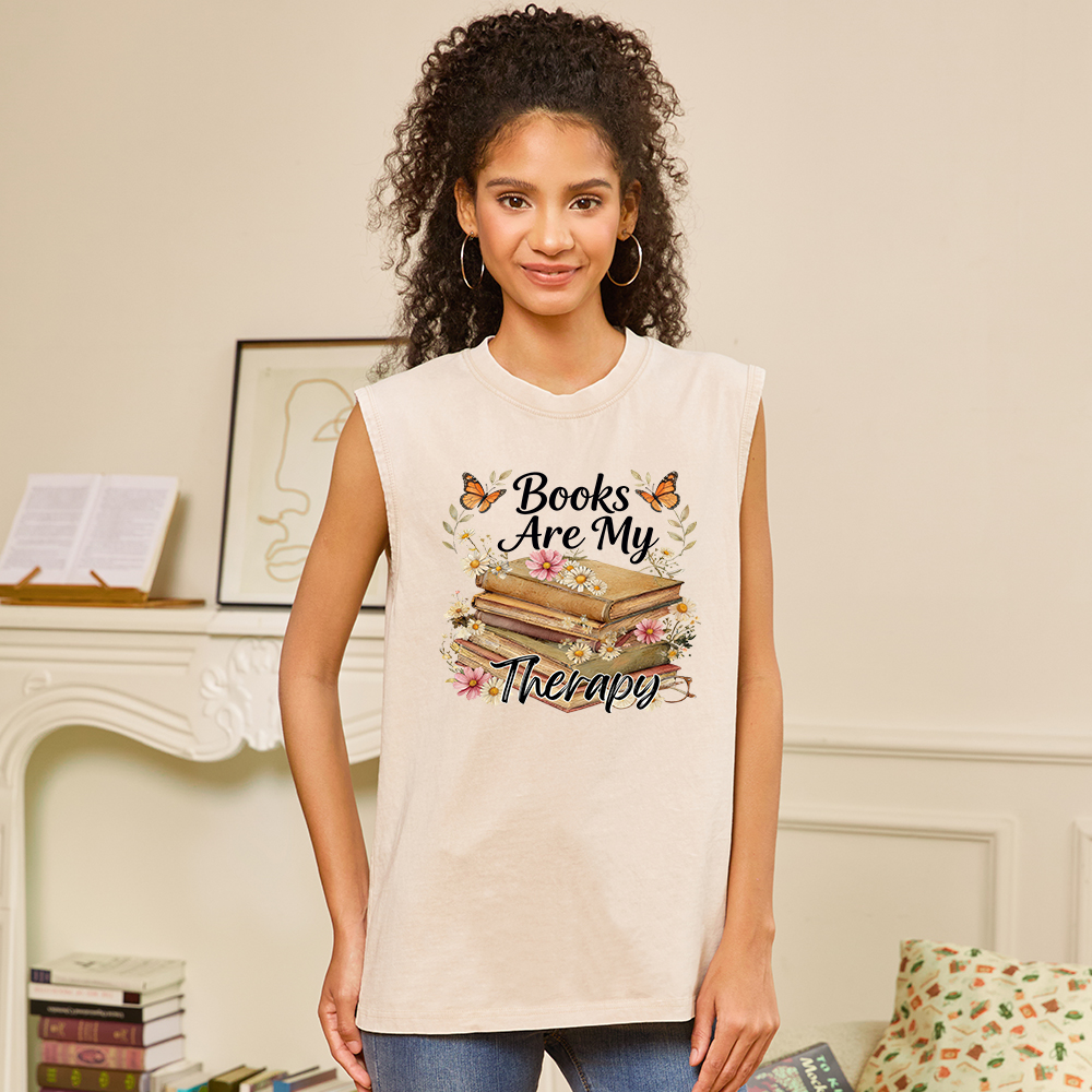 Pagewings Books Are My Therapy Unisex Washed Tank Top