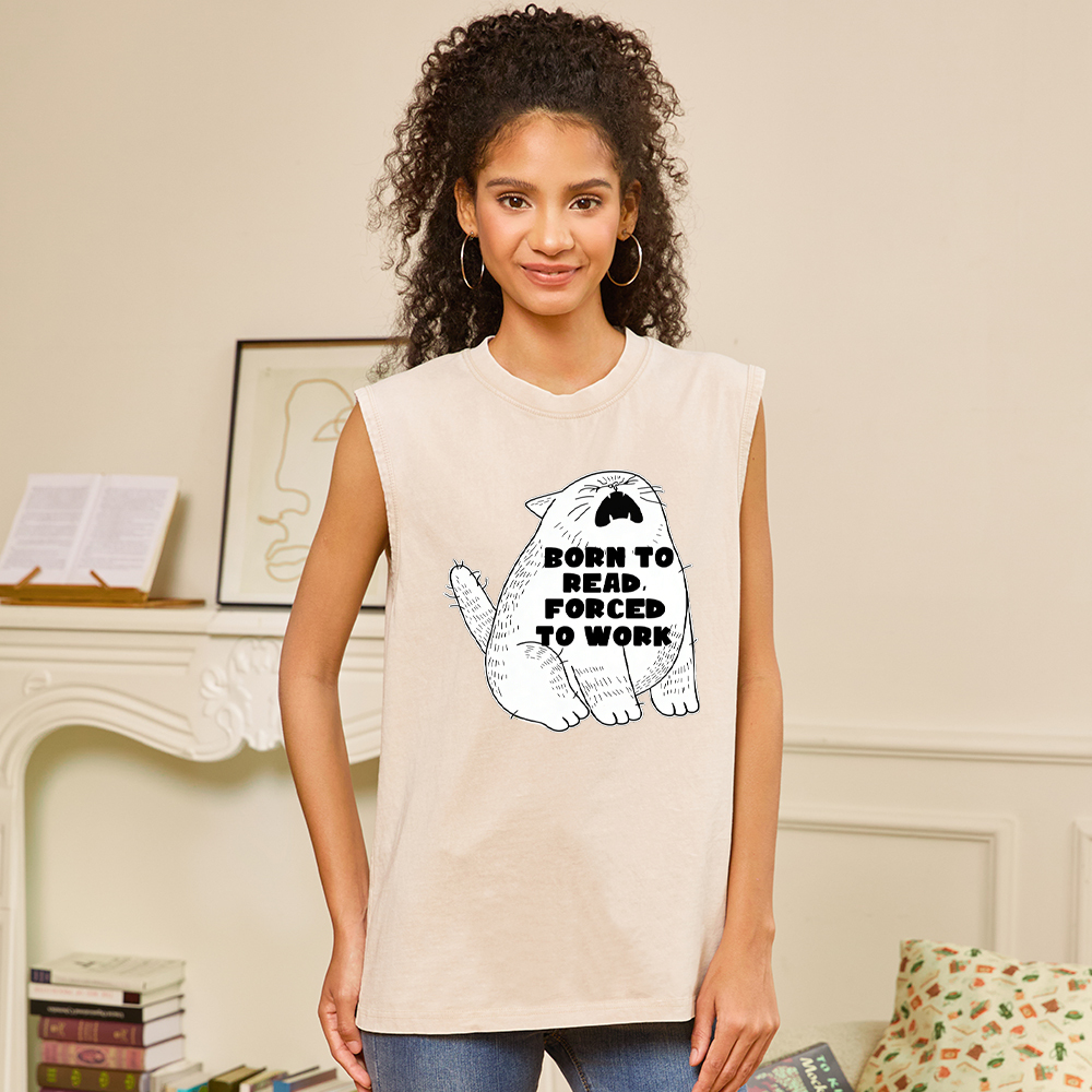 Pagewings Born To Read Forced To Work Unisex Washed Tank Top