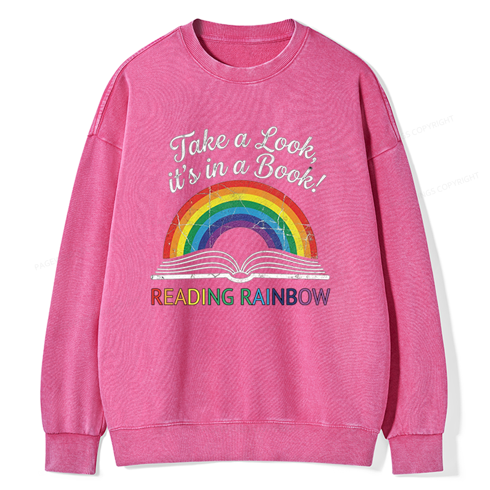 Pagewings Reading Rainbow Unisex Washed Sweatshirt