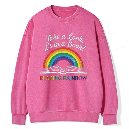 Pagewings Reading Rainbow Unisex Washed Sweatshirt