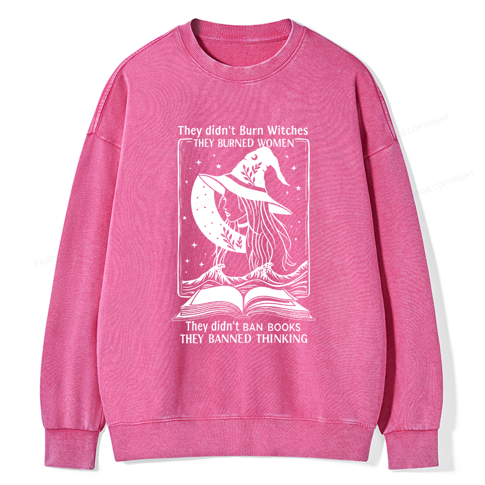 Pagewings They Banned Thinking Unisex Washed Sweatshirt
