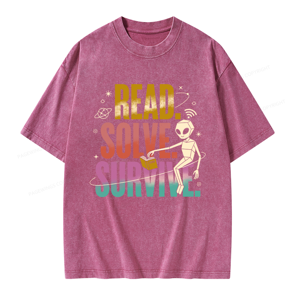 Pagewings Read Solve Survive Unisex Washed T-shirt