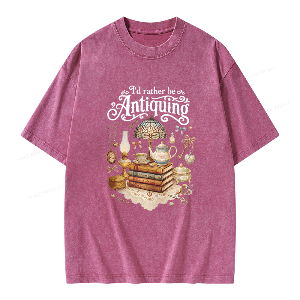 Pagewings I’d Rather Be Antiquing Unisex Washed T-shirt