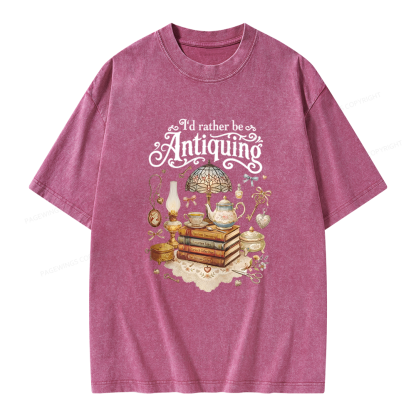 Pagewings I’d Rather Be Antiquing Unisex Washed T-shirt