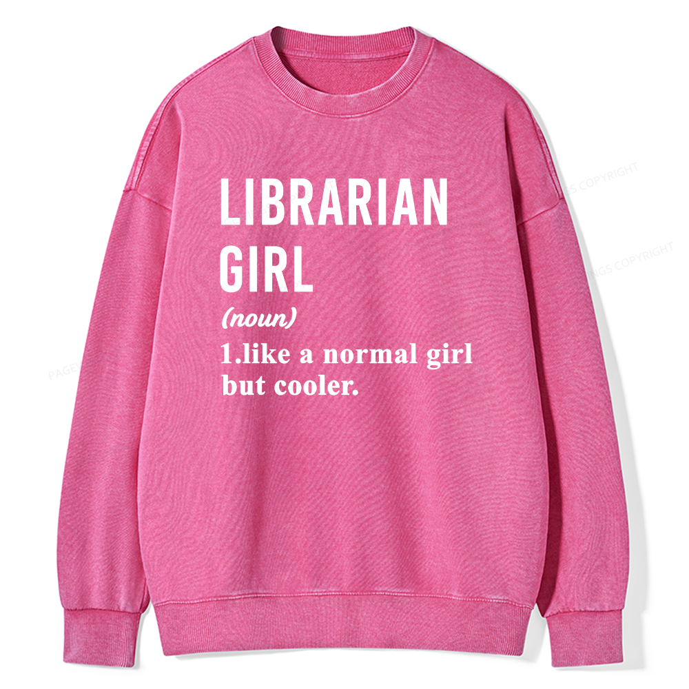 Pagewings Librarian Girl Unisex Washed Sweatshirt