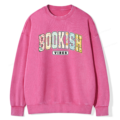 Pagewings Bookish Vibes Unisex Washed Sweatshirt