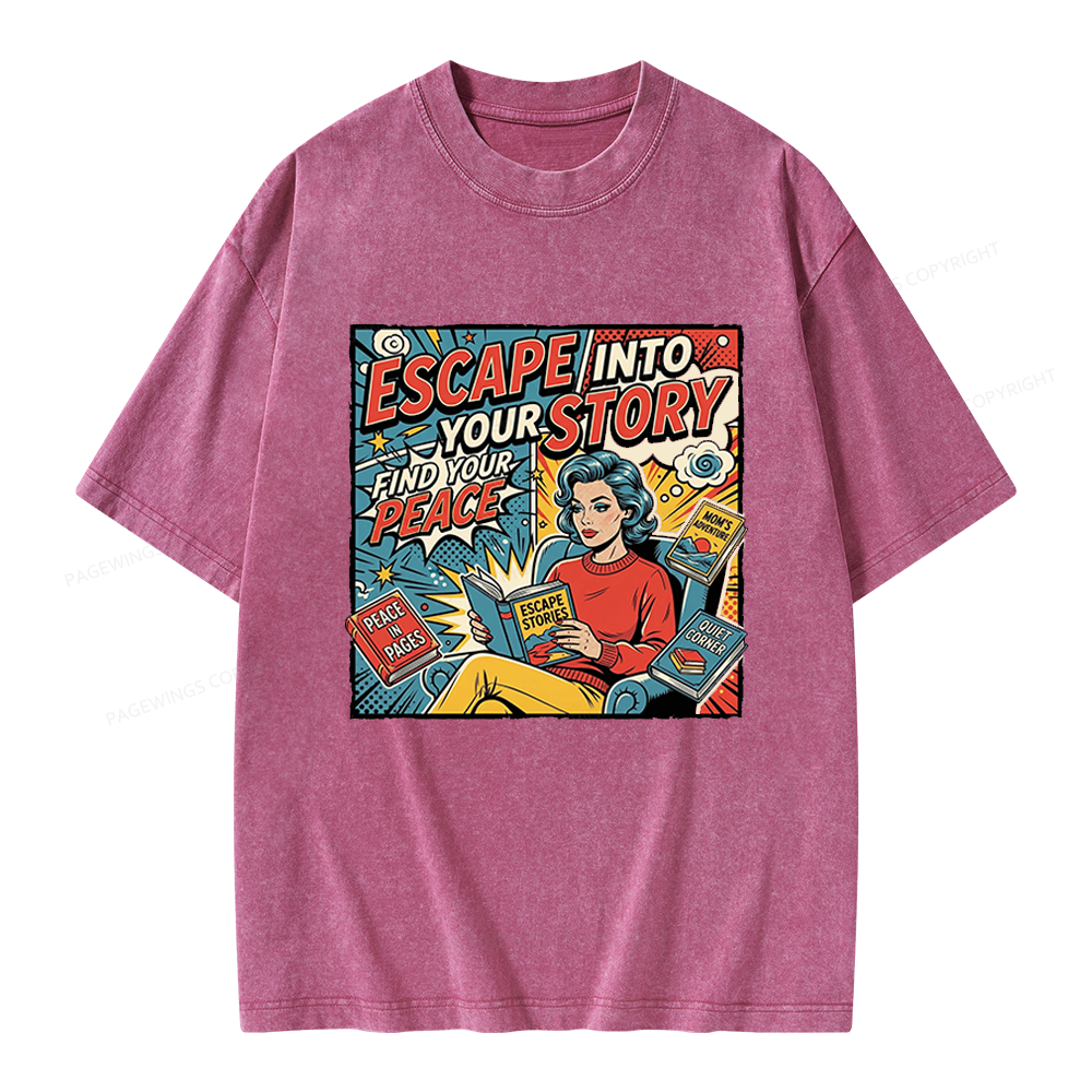 Pagewings Escape Into Your Story Unisex Washed T-shirt
