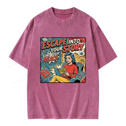 Pagewings Escape Into Your Story Unisex Washed T-shirt