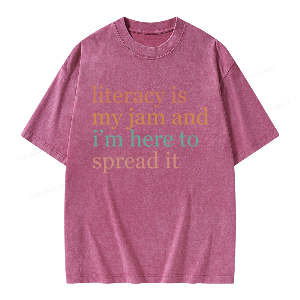 Pagewings Literacy Is My Jam Unisex Washed T-shirt