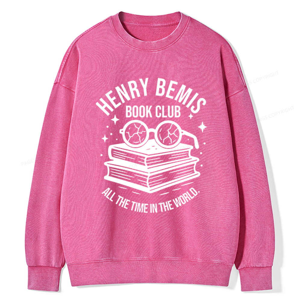 Pagewings Henry Bemis Book Club Unisex Washed Sweatshirt
