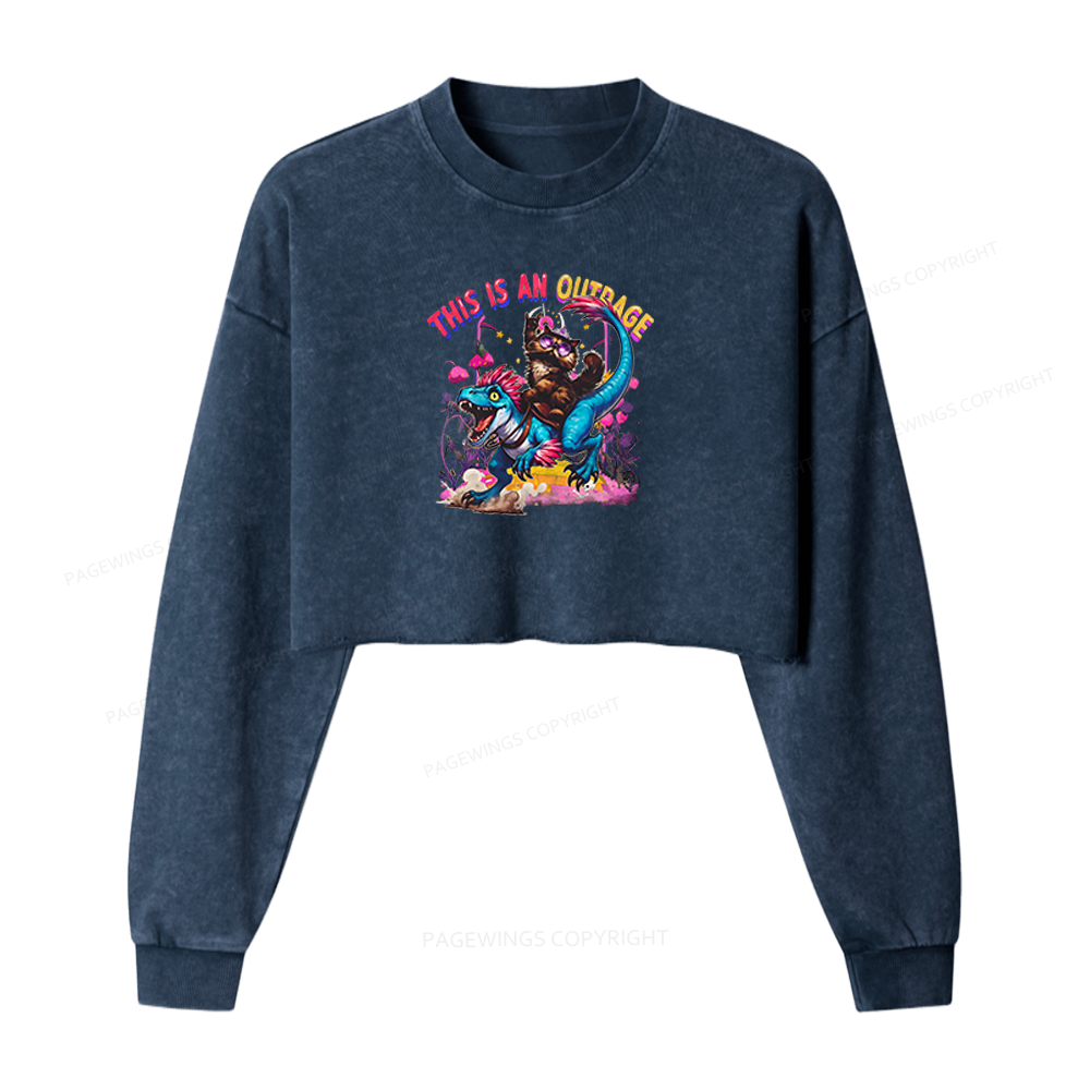 Pagewings This Is An Outrage Washed Crop Sweatshirt