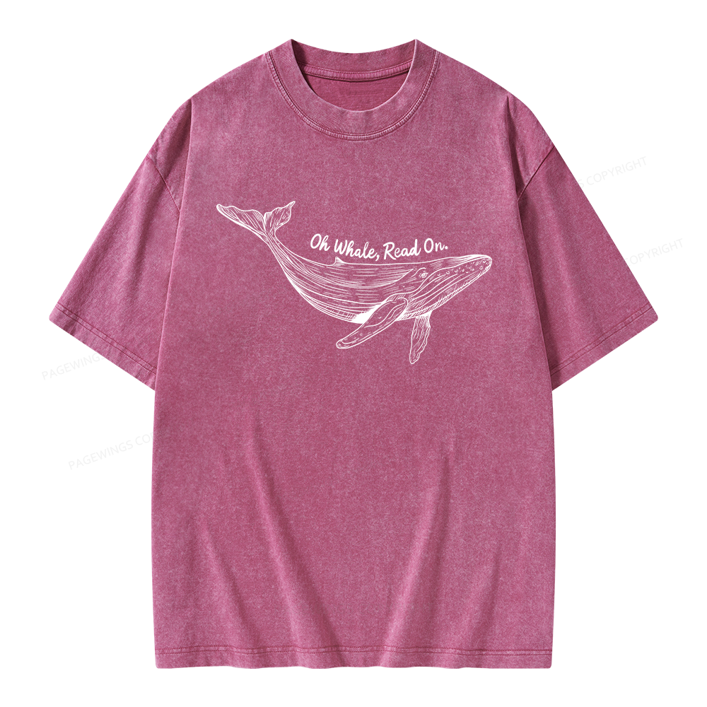Pagewings Oh Whale Read On Unisex Washed T-shirt