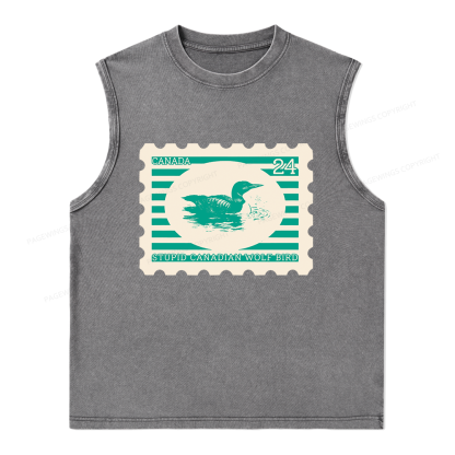 Pagewings Stupid Canadian Wolf Bird Unisex Washed Tank Top