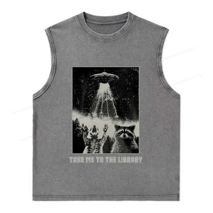 Pagewings Take Me To The Library Unisex Washed Tank Top