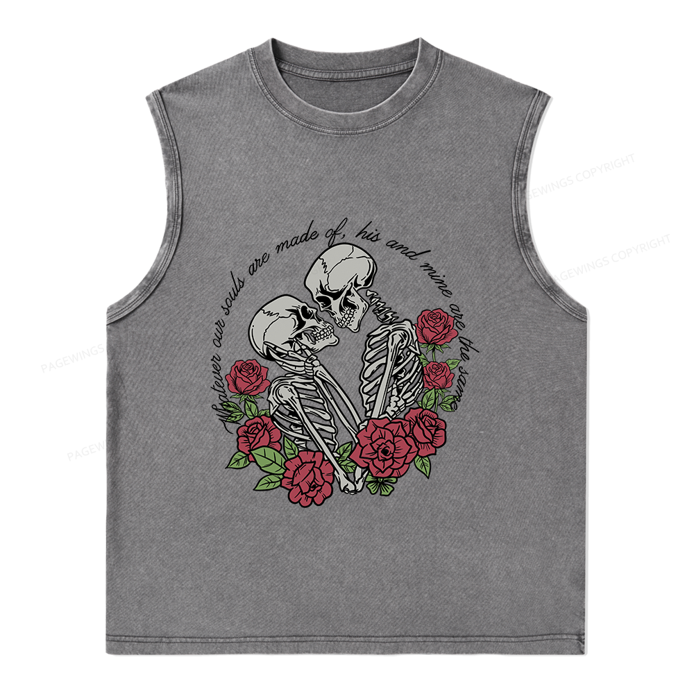 Pagewings Gothic Romance Skeleton Lovers Unisex Washed Tank Top