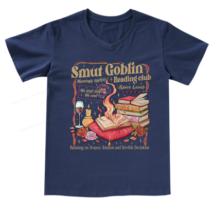 Pagewings Smut Goblin Dark Romance Bookish V-neck T-shirt