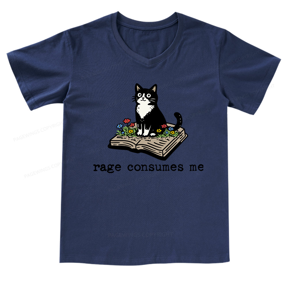 Pagewings Rage Consumes Me V-neck T-shirt