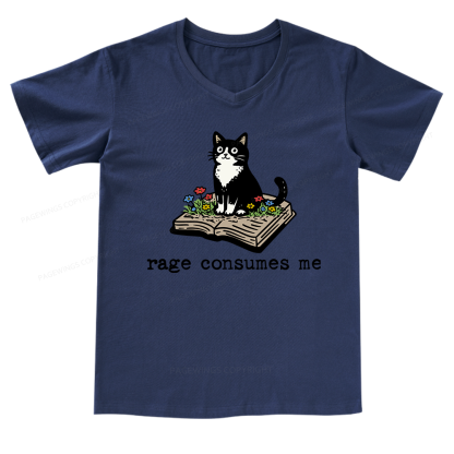 Pagewings Rage Consumes Me V-neck T-shirt