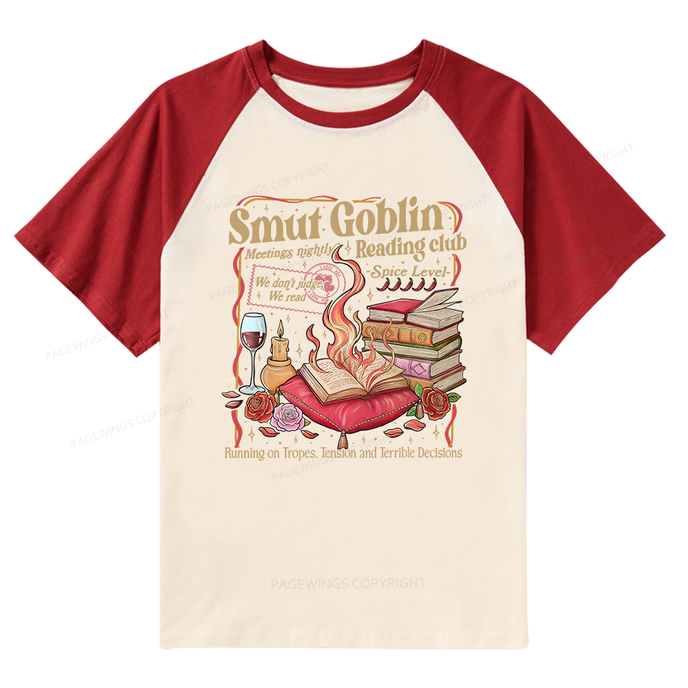Pagewings Smut Goblin Dark Romance Bookish Raglan T-shirt