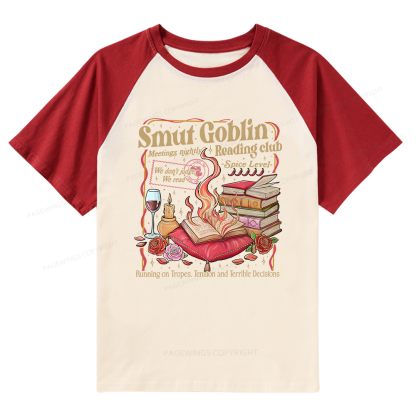Pagewings Smut Goblin Dark Romance Bookish Raglan T-shirt