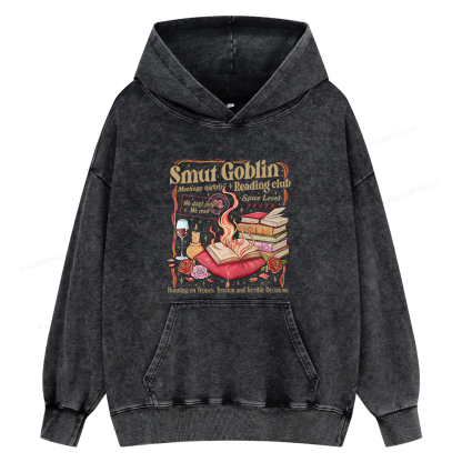 Pagewings Smut Goblin Dark Romance Bookish Unisex Washed Hoodie