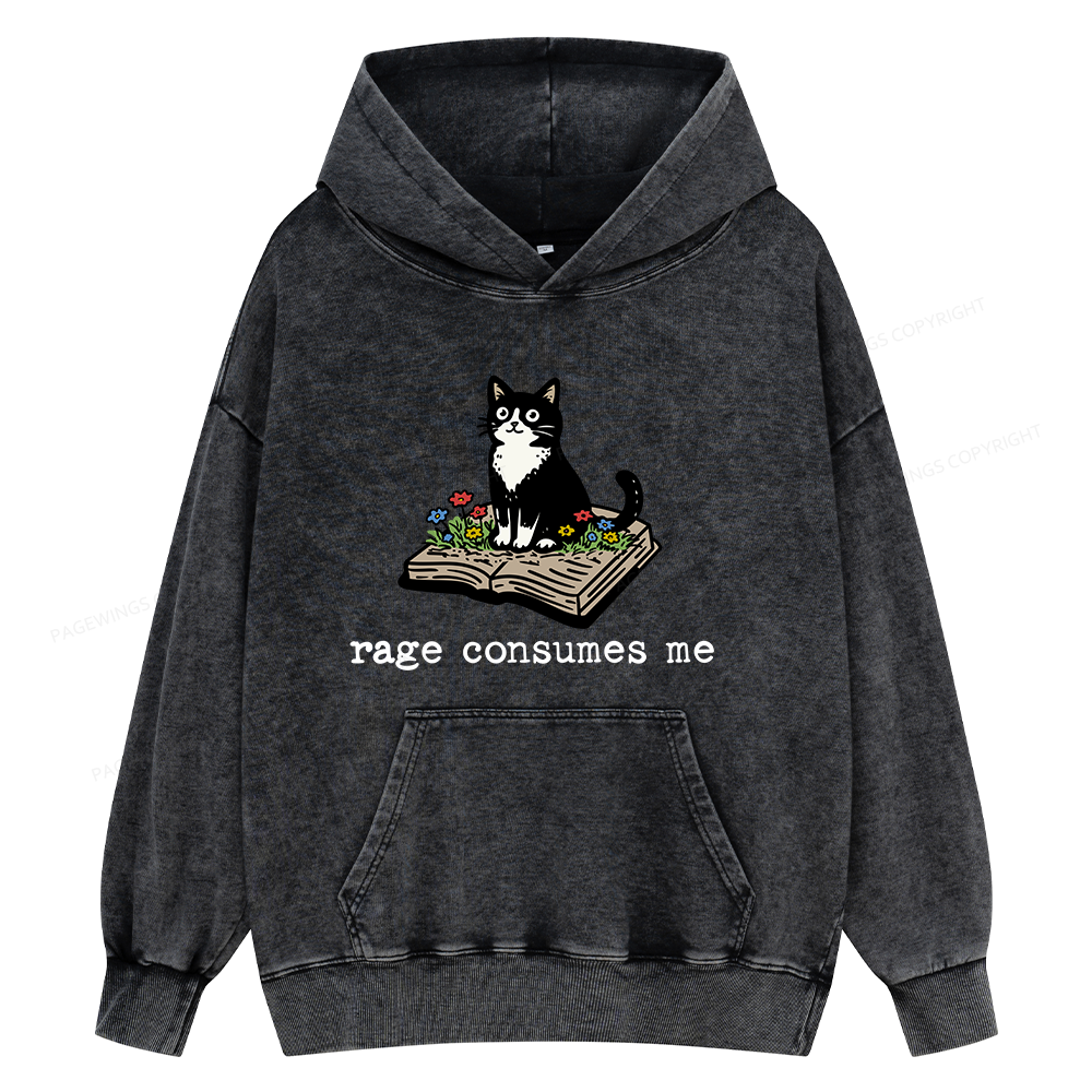 Pagewings Rage Consumes Me Unisex Washed Hoodie