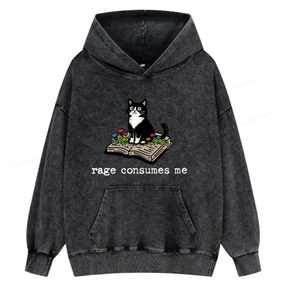Pagewings Rage Consumes Me Unisex Washed Hoodie