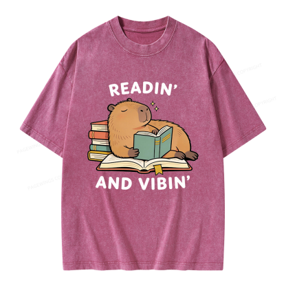 Pagewings Readin' And Vibin' Unisex Washed T-shirt