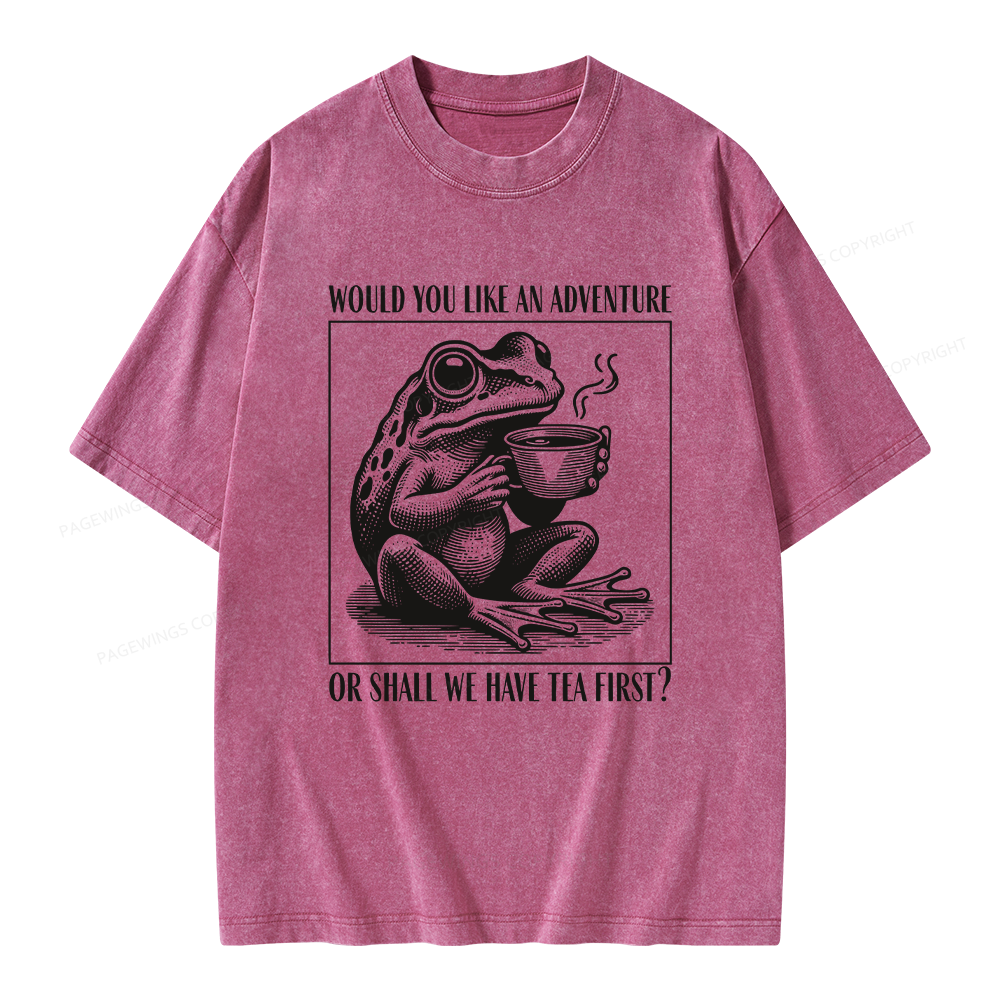 Pagewings Funny Frog Unisex Washed T-shirt