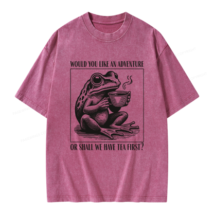 Pagewings Funny Frog Unisex Washed T-shirt