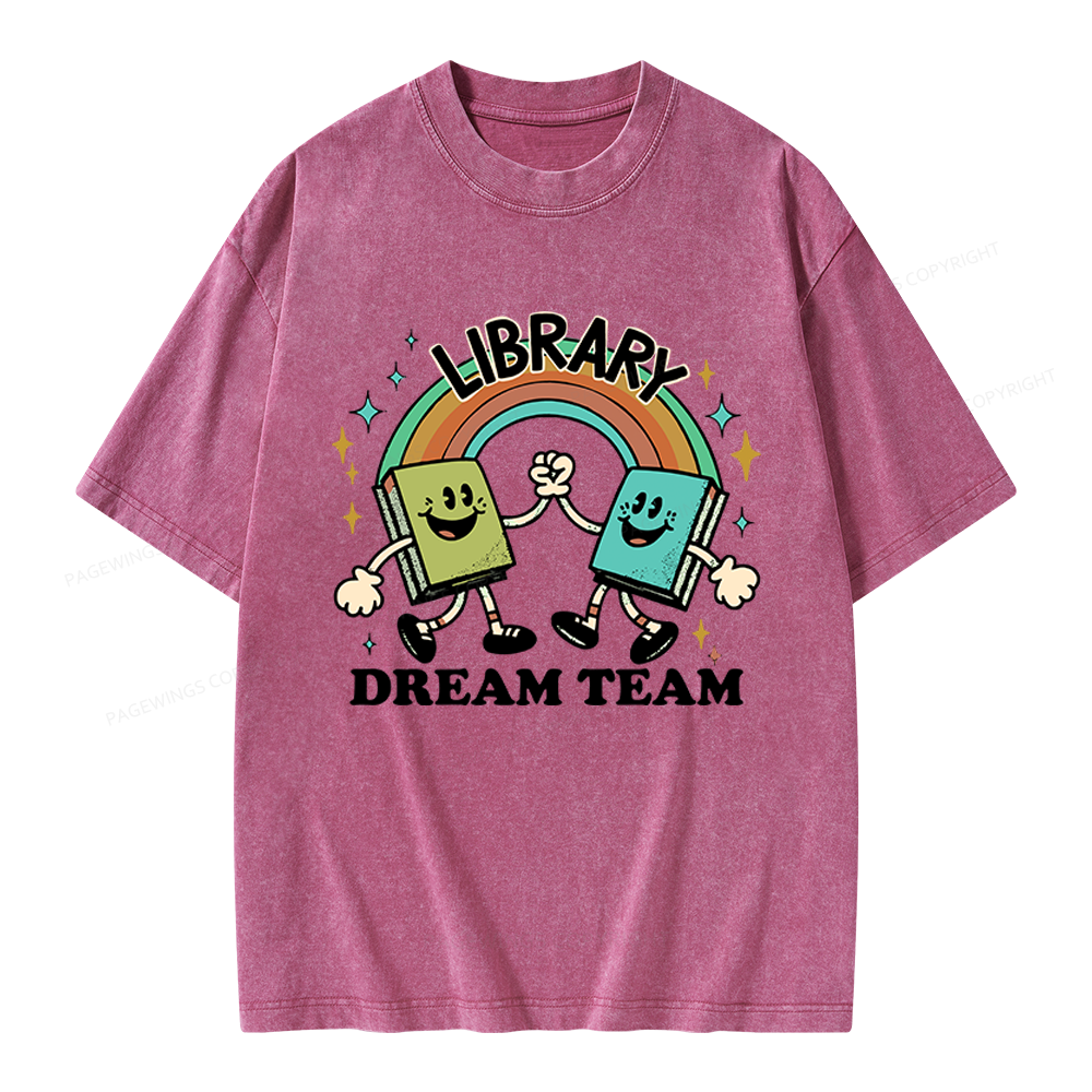 Pagewings Library Dream Team Funny Unisex Washed T-shirt
