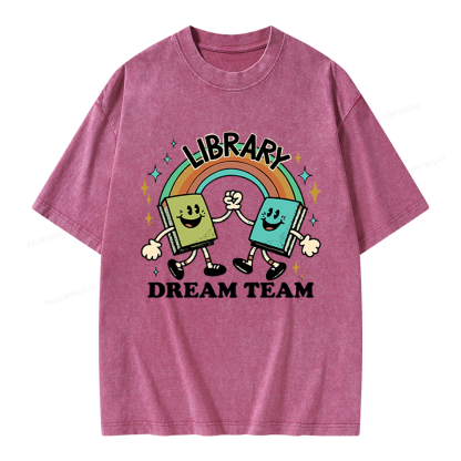 Pagewings Library Dream Team Funny Unisex Washed T-shirt