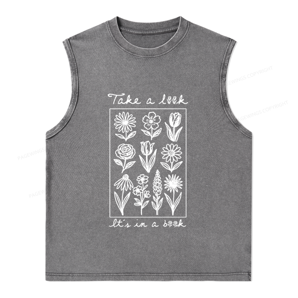 Pagewings Take A Look It’s In A Book Unisex Washed Tank Top