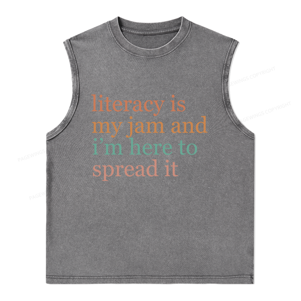 Pagewings Literacy Is My Jam Unisex Washed Tank Top