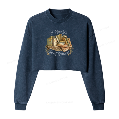 Pagewings I Have No Shelf Restraint Washed Crop Sweatshirt