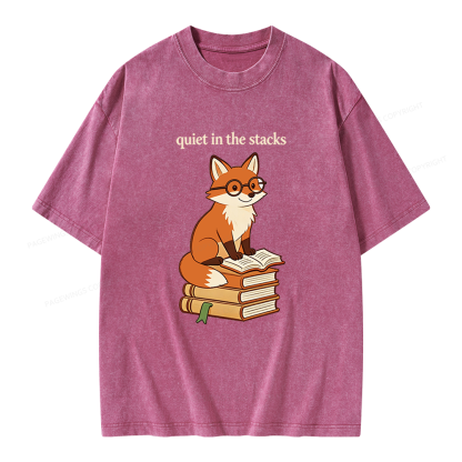 Pagewings Quiet In The Stacks Unisex Washed T-shirt