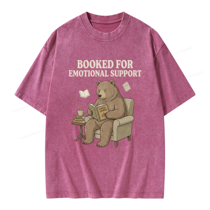 Pagewings Booked For Emotional Support Unisex Washed T-shirt