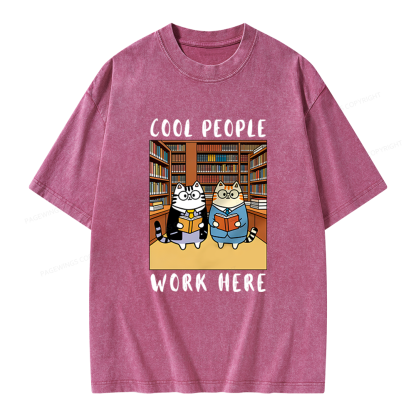 Pagewings Cool People Work Here Unisex Washed T-shirt