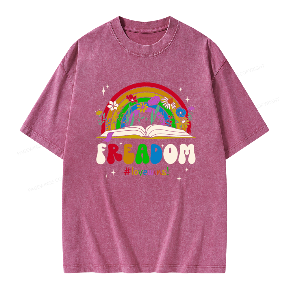 Pagewings Read Banned Books Unisex Washed T-shirt