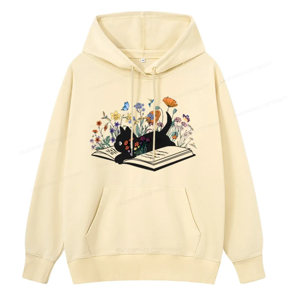 Pagewings Cute Book Cat Unisex Classic Hoodie