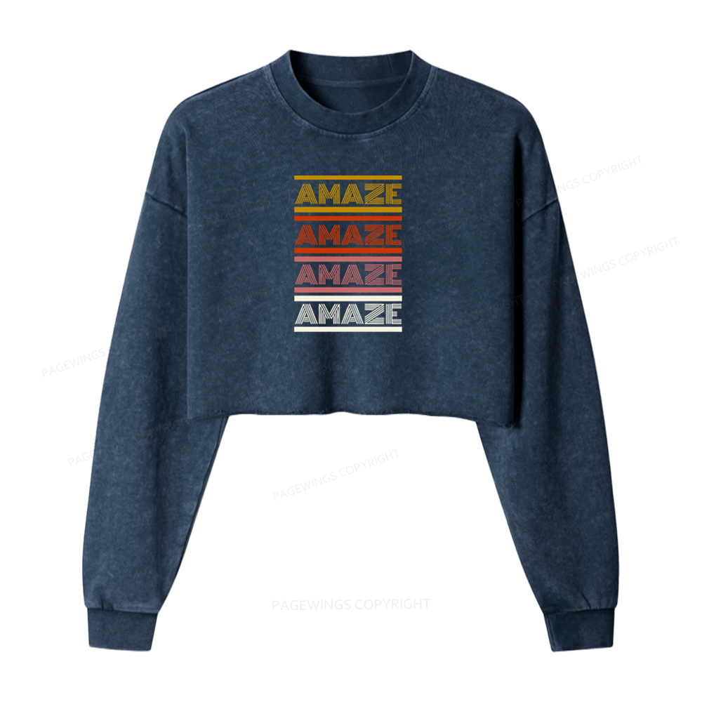 Pagewings Science Fiction Lover Washed Crop Sweatshirt