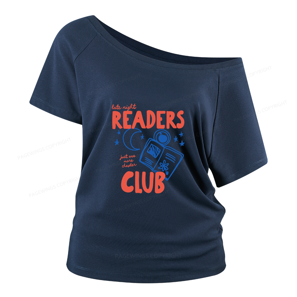 Pagewings Late Night Readers Club Women Off Shoulder T-shirts